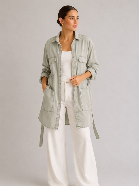 Abercrombie & Fitch Jackets & Blazers - Abercrombie & Fitch Sage Green Utility Shirt Jacket Dress Size L